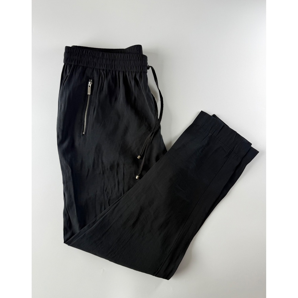 Jones New York Signature Petite Joggers PS Black Viscose Blend Zip Pocket Pants